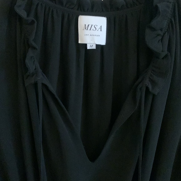 MISA Los Angeles Long Sleeve Midi Dress Black Size Medium - Picture 3 of 8